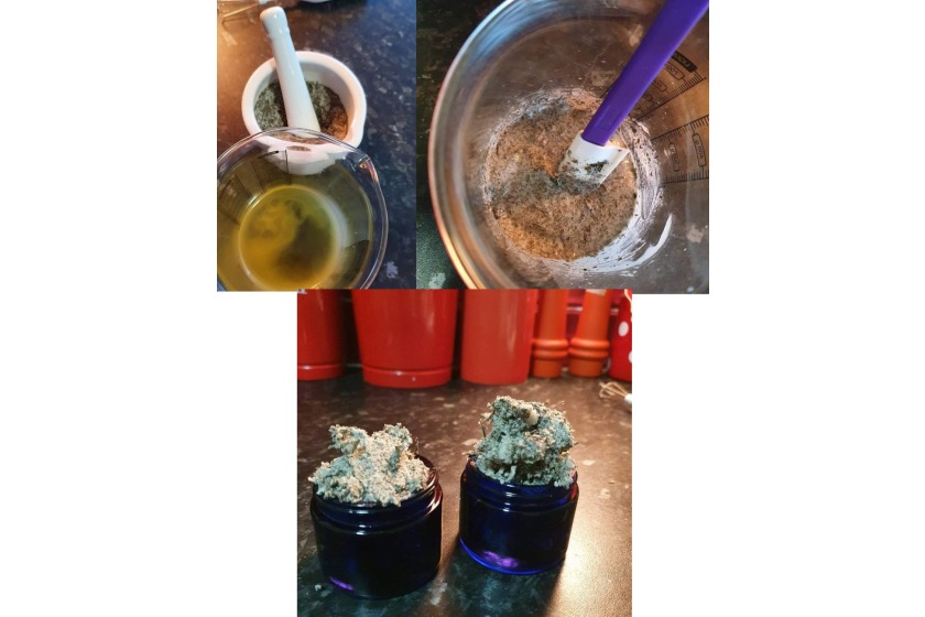Herbal foot scrub with pumice, rosemary and thyme